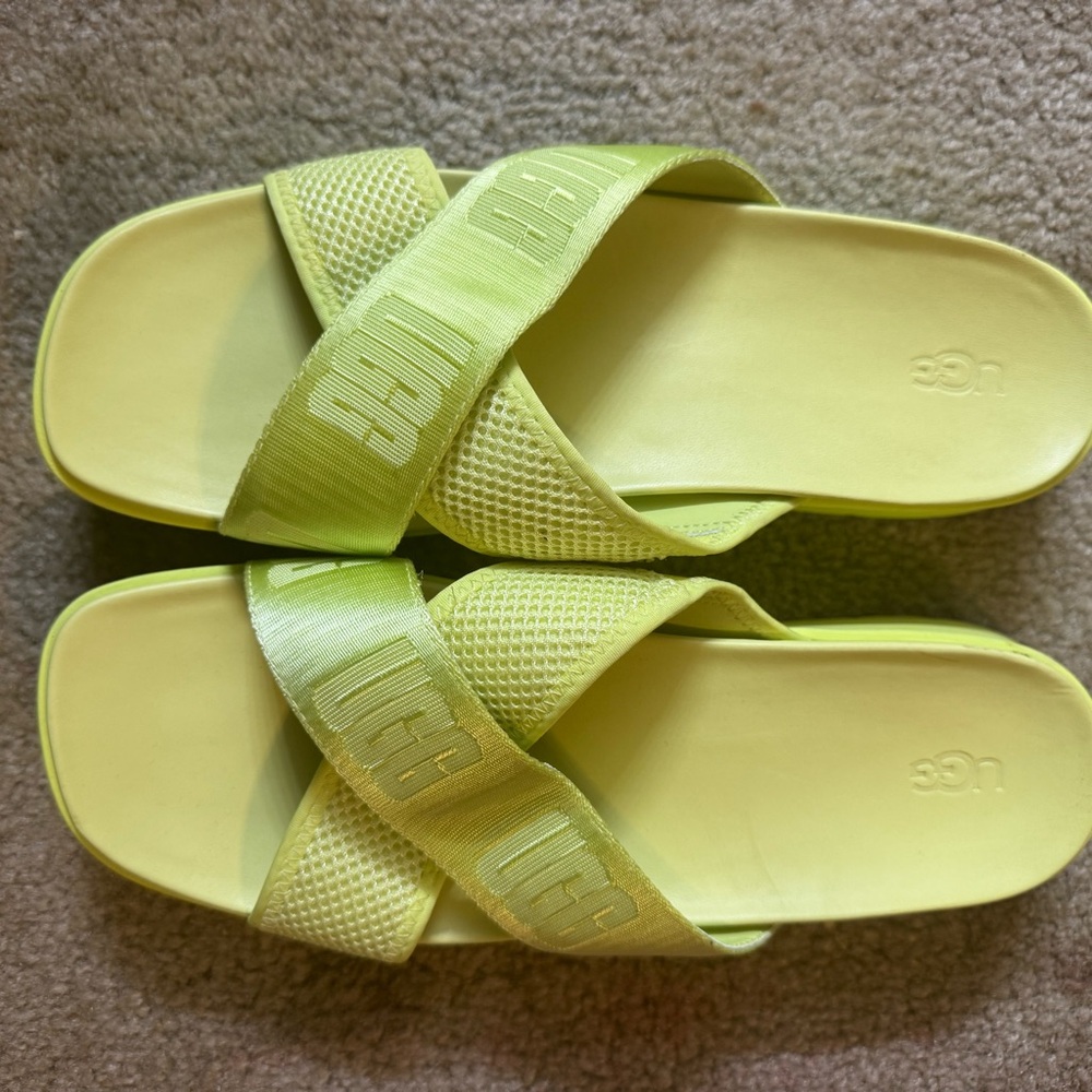 UGG Neon Green Slide Sandals